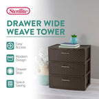 Sterilite 3 Drawer Wide Weave Storage Tower, Plastic Drawers to Organize Clothes in Bedroom, Closet, 2-Pack, Brown - size: 2 Pack