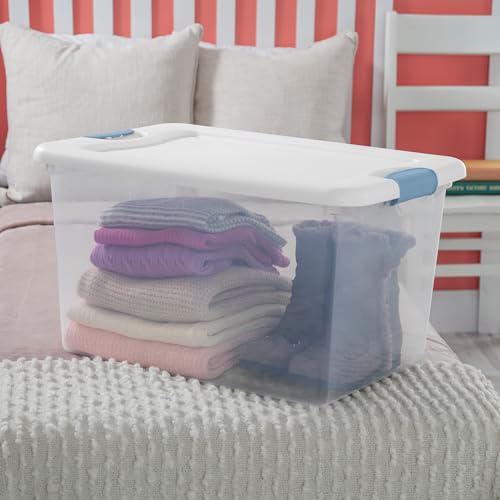 Sterilite 16 Pack Latching Box, 64 Qt Plastic Storage Container, Stackable Large Home or Office Tote Organizers with Secure Lids, White - size: 64 Quart, style: 16 Pack