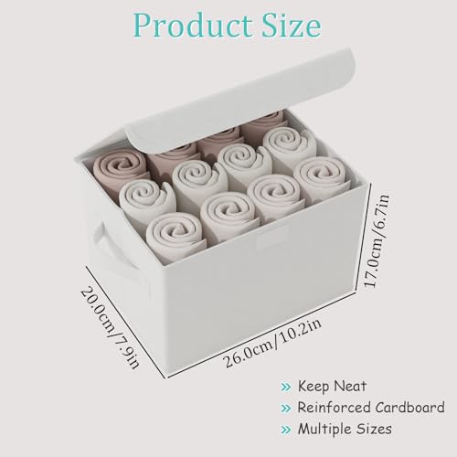 Fabric Storage Bin with Lid, Closet Boxes with Cover, Collapsible Stackable Organizer Basket with 2 Handles, for Home and Bedroom, 4 Pack, White, 10.2 x 7.9 x 6.7 In, XSNY12WS-4 - color: White, size: Small（4 Pack）