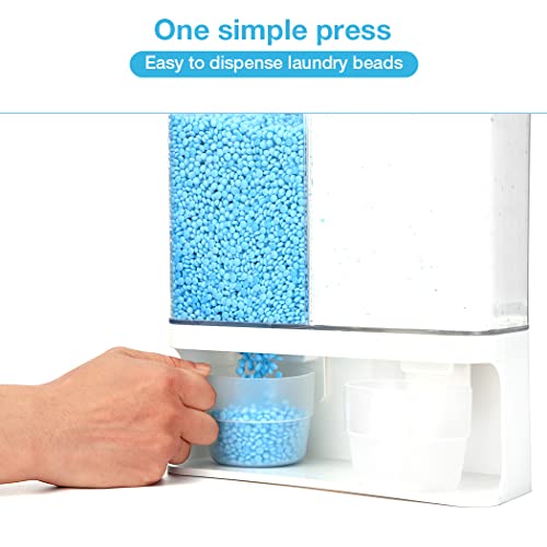 Laundry Dispenser, Wall Mounted Laundry Dispenser with 2 Cups, Laundry Container (105 oz) - color: White