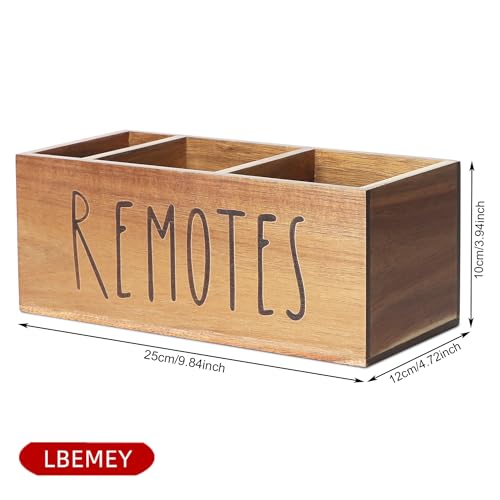 LBEMEY Acacia Wood Remote Control Holder, TV Remote Holder, Remote Organizer for Table,Home,Living room, bedroom for Wooden Remote Box (Brown, L,for 5+ Remote Controls) - size: L,for 5+ Remote Controls