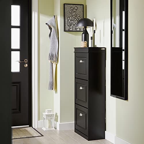 Haotian FSR94-SCH, Black Shoe Cabinet with 3 Flip Drawers, Freestanding Shoe Rack, Shoe Storage Rack(9.4" D x 20.9" W x 46.1" H) - color: Black, size: 3 Drawers:20.8x9.4x46"
