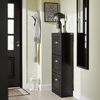 Haotian FSR94-SCH, Black Shoe Cabinet with 3 Flip Drawers, Freestanding Shoe Rack, Shoe Storage Rack(9.4" D x 20.9" W x 46.1" H) - color: Black, size: 3 Drawers:20.8x9.4x46"