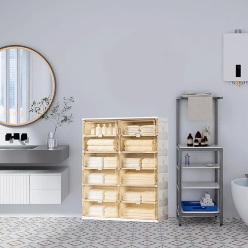 24 Pairs Shoes Storage Cabinet of 3-Step Fast Installation,Plastic Shoe Box with Clear Magnetic Door for Display, Shoe Organizer for Sneaker, Sandals, Heels (2 Row, 6 Tier) - size: 6Tier