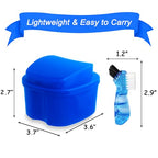 Dental Retainer Cup Holder Mouthguard Cleaning Case with Strainer Basket, Denture Bath Box Storage Cup Holder for Travel Cleaning - Dark Blue - color: Dark Blue
