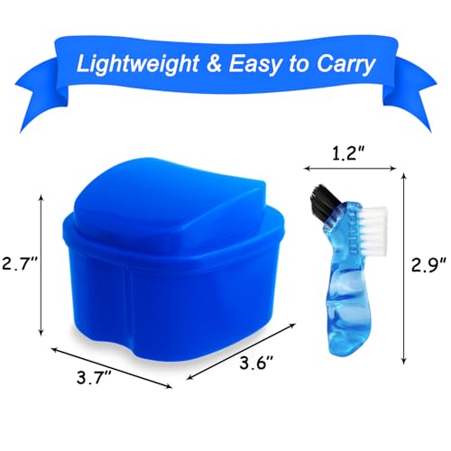 Dental Retainer Cup Holder Mouthguard Cleaning Case with Strainer Basket, Denture Bath Box Storage Cup Holder for Travel Cleaning - Dark Blue - color: Dark Blue