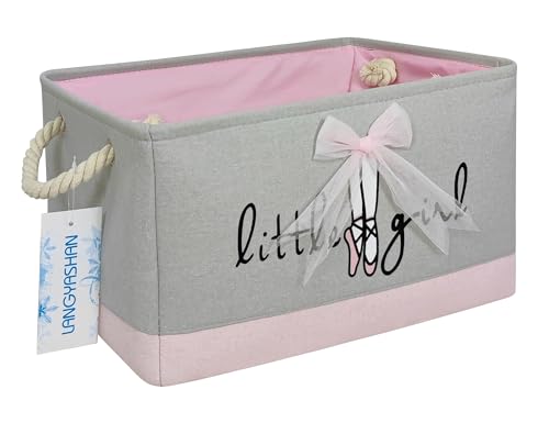 LANGYASHAN Rectangular Storage Bin Collapse Canvas Fabric Cartoon Storage Basket with Handles for Organizing Home Kitchen Boys and Girls Toys Office Closet Shelf Baskets (Rec lace) - color: Rectangle lace
