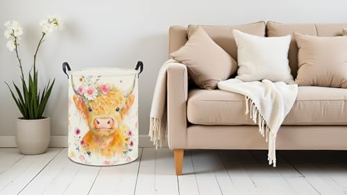 19.7" Laundry Basket,Dirty Clothes Hamper,Waterproof Storage Bin,Room Decor,Gift Baskets,Nursery Hamper(Yellow Calf) - color: Yellow Calf