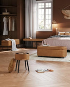VASAGLE EKHO Collection - Storage Ottoman Bench, Entryway Bedroom Bench, 25 Gallons, Synthetic Leather with Stitching, Mid-Century Modern, Safety Hinges, Loads 660 lb, Caramel Brown ULOM075K01 - color: Caramel Brown, style: 25-Gallon Storage Bench