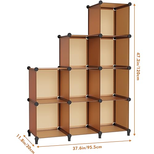 HOMIDEC Closet Organizers and Storage, 9 Cube Storage Organizer Cubes, Portable Closet Organizer Shelves for Clothes, Bedroom, Wardrobe, Kids Room, Bathroom, Brown - color: Brown, size: Large