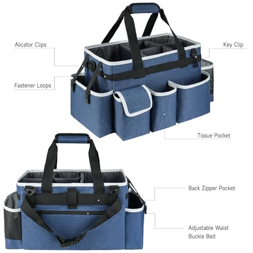 Cleaning Caddy Bag,Large Cleaning Supplies Organizer with Handle for Housekeepers, Blue - color: Blue, size: Large
