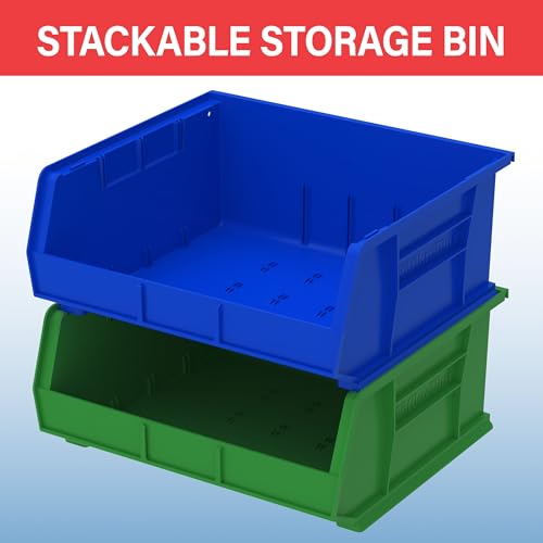 Akro-Mils 30250 AkroBins Plastic Storage Bins, Space-Saving Stackable Bins for Garage, Pantry, Craft Organization, 15" x 16" x 7", Clear, 6-Pack - color: Clear