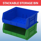 Akro-Mils 30250 AkroBins Plastic Storage Bins, Space-Saving Stackable Bins for Garage, Pantry, Craft Organization, 15" x 16" x 7", Red, 6-Pack - color: Red