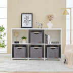 KAKAMAY Collapsible Cube Storage Bins 13x15x13 Inches Dark Grey 2-Pack, Foldable Fabric Organizer Baskets with Wooden Handles for Kallax Shelves, Living Room, Bedroom, Nursery, Closet, Toys, Clothes - color: Dark grey