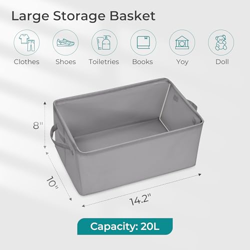 Storage Basket Bins with Metal Frame, Large Collapsible Fabric Storage Baskets for Organizing Shelf, Basket Organizer W/Handles for Blankets, Towels, Laundry, Shelves, 9-Pack, Grey - color: Gray, size: 9 PACK
