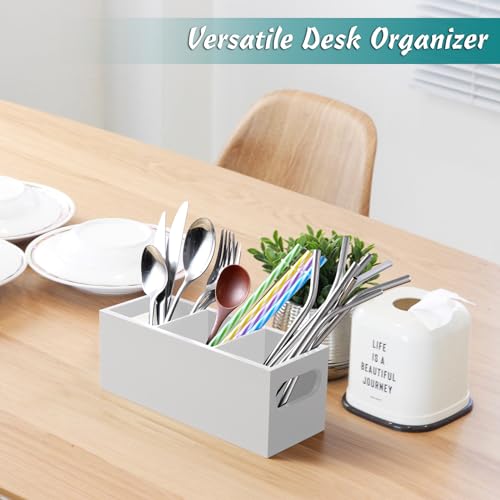 DRASTAR Remote Control Holder, Wood TV Remote Holder, Remote Storage Caddy, Remote Control Organizer (White, 3 Slots) - color: White, size: 3 Slots