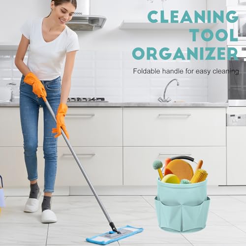 Cleaning Caddy for Cleaning Supplies,17L Cleaning Supply Caddy with Handle Foldable Cleaning Supplies Organizer Bucket Cleaning Products Organizers for Home, Garden (Light Blue) - color: Light Blue