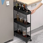 SPACELEAD Slim Storage Cart 3 Tier,Bathroom Organizer Rolling Utility,Mobile Shelving Unit Slide Out for Office, Kitchen, Laundry Room & Narrow Places,Black - color: Black
