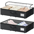 Dayacoco Underbed Storage with Wheels, 2 Pack Under Bed Storage Containers with Clear Lids No Assembly Required, 6.1 inch Rolling Under Bed Storage for Clothes, Shoes - size: 6.1 inch height-black