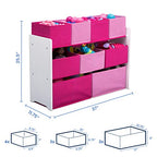 Delta Children Deluxe Multi-Bin Toy Organizer with Storage Bins, White/Pink Bins - color: White/Pink Bins, style: Organizer