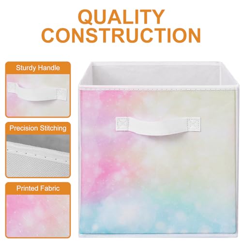 Stero Fabric Storage Cubes, 6 Pack Foldable Storage Bins Baskets with Handle, 11 Inch Box for Shelves, Closet, Organizer, Tie-dye White - color: Tie-dye Pink, size: 11"-6 Pack