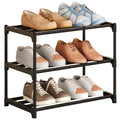 Metal Stackable Small Shoe Rack Organizer, Narrow Shoe Racks for Closets Entryway, Shoe Stand,Shoe Shelf with Handle (3-Tier-Black) - size: 3-Tier-Black