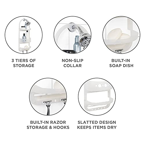 Zenna Home 5890KK, Large Over-the-Showerhead Caddy, Frosted