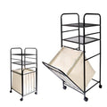 Rolling Storage Cart with Laundry Hamper, 3-Tier Rolling Utility Cart, Removable Laundry Basket - Metal Storage Organizer with Lockable Wheels for Bathroom - 80L, 14.4" x 13.8" x 39.7"