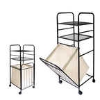 Rolling Storage Cart with Laundry Hamper, 3-Tier Rolling Utility Cart, Removable Laundry Basket - Metal Storage Organizer with Lockable Wheels for Bathroom - 80L, 14.4" x 13.8" x 39.7"