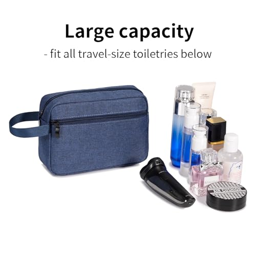 Travel Toiletry Bag, Small Cosmetic Bag, Hanging Water-Resistant Organizer for Men & Women, Ideal for Makeup, Shaving Kit, Gym Essentials & Travel Accessories (Blue) - color: Blue