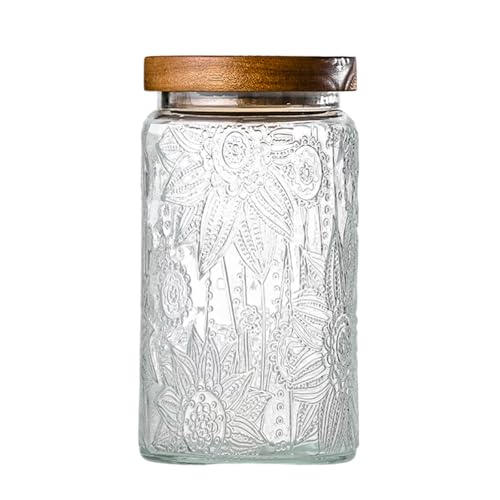Adodeen 32oz Vintage Glass Jars With Lids, Airtight Food Storage Containers, Kitchen Canisters For Sugar, Coffee, Tea, Spice, Flour, Candy Cookie, Pasta, Cereal, Cute Decorative Jars - color: Sunflower-32oz