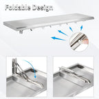 Concession Shelf Drop Down 18" x 72", Spliced Style Folding Concession Stand Shelf Commercial Grade Stainless Steel, Foldable Concession Shelves for Snack Bar, Food Cart, Movie Theater - size: 18" x 72"