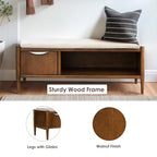 Ink+Ivy Arcadia Entryway Accent Bench with Shelf Shoe Rack, Padded Seating Bench for Living Room, Modern Compact Bed End Bench with Storage for Bedroom Seating, Removable Cushion, 42" W, Walnut Brown