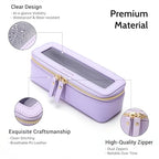 Aveniee Clear Makeup Brush Bag, Slim Brush Holder Cosmetic Case, Small Travel Toiletry Bag for Women, Thin Make up Bags with Dual Zipper, Cute Travel Essentials Srorage Bag.Lilac - color: Lilac, style: Slim Elegance