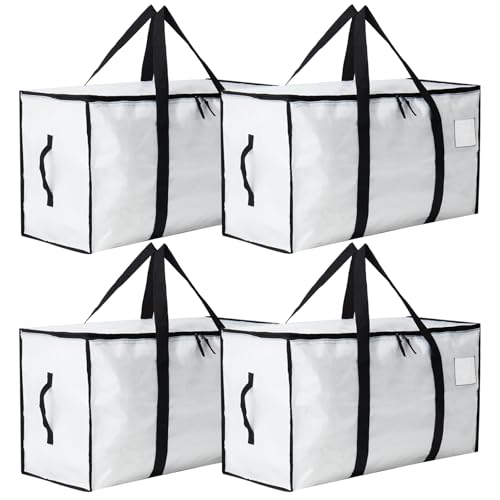 Moving Bags Heavy Duty Extra Large, Moving Boxes, Moving Supplies Essentials, Blue Storage Bins with Lids, Plastic Packing Totes, Storage Bags for Clothes with Handles & Zippers(White, 4 Pack) - color: White, size: 4 Pack