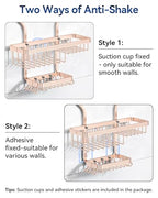 YASONIC Shower Caddy Hanging - Never Rust Shower Organizer - Aluminum over The shower head caddy with 10 Hooks for Razor/Sponge - Shower Rack with Soap Basket - Rose Gold - color: Rose Gold