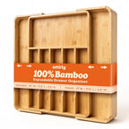 SMIRLY Silverware Drawer Organizer – Bamboo Kitchen Drawer Organizer, Adjustable Utensil Holder and Cutlery Tray, Drawer Dividers for Flatware and Kitchen Utensils | Adjustable, Drawer Dividers, Flatware, Kitchen Utensils - size: 8 Slot