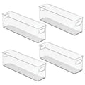 mDesign Plastic Bathroom Storage Container Bins w/ Handles - Closet, Cabinet, Vanity, Cupboard Shelf Organization, Hair Tools Accessory Organizer - Ligne Collection; Clear, 15.4x3.75x4.75 (Pack of 4) - size: 15.4 x 3.75 x 4.75 (Pack of 4)