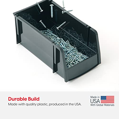 IRIS USA Extra Large Stackable Storage Bins, 6-Pack, 13"L x 10"W x 8"H, |Made in USA|, Plastic Open Front Shelf Bin for Organizing Parts, Hardware, Tools, Supplies, Garage Shelf, Pantry - Black - size: X Large - 6 Pack