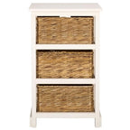 SAFAVIEH Home Collection – Halle Ivory 3-Drawer Basket Storage Side Table, Coastal Accent Design, Fully Assembled (AMH5738K) - color: Ivory