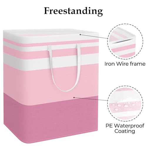 StorageRight Large Collapsible Laundry Basket Hamper with Easy Carry Handles，Freestanding Clothes Hampers for Laundry, Bedroom, Dorm, Towels, Toys, 125L, Pink - color: Pink, size: 125L