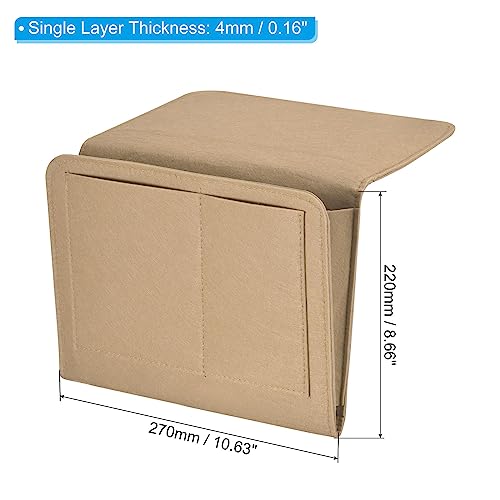 PATIKIL 11in Bedside Caddy, Bed Caddy Bedside Organizer Hanging 5 Pocket Soft Felt Bed Pockets Bedside Storage Organizer Remote Control Holder for Bedroom Phones Glasses, Beige - color: Beige, size: 10.6*8.6inch