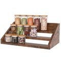 Spice Rack Organizer for Cabinet, Robust Wooden Display Riser Shelf Seasoning Organizer for Countertop Cupboard Pantry, Condiment Jar Kitchen Storage Holder Super Sturdy Stand, Rusitc Brown (3-Tier) - size: 3-Tier