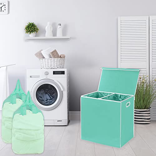 Simple Houseware Double Laundry Hamper with Lid and Removable Bags, Turquoise - color: Turquoise