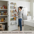Lavish Home Powder Coated Steel Closet Organizer, 6-Tier Shelves, Over the Door Pantry Organizer, with Adhesive Hooks, White - style: 6-TIER WITH HOOKS