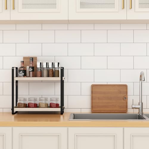 HNRLOY Bathroom Counter Organizer,Bathroom Countertop Organizer,Counter Shelf,Countertop Storage,Organization and Storage,Makeup Shelf,Sink Caddy(Burlywood 2 Tier) - color: Burlywood 2 Tier