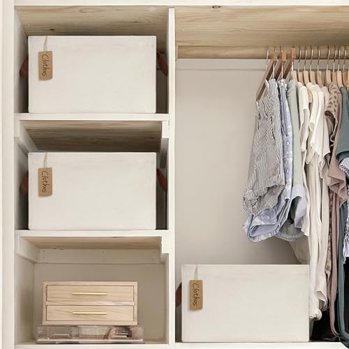 CHICVITA Storage Bins for Shelves, Closet Bins for Organization, Collapsible Storage Baskets for Towels, Rectangle Basket for Bedroom, 14 ¾" L x 10 ¼" W x 8 ¼" H, Beige, 2-Pack - color: Beige, size: 14 ¾" L x 10 ¼" W x 8 ¼" H