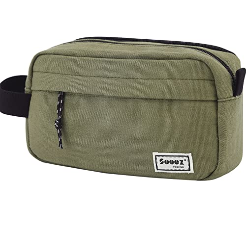 Sooez Big Capacity Pencil Pen Case, Upgraded Canvas Pencil Pouch Large Pencil Bag Organizer, Separate Compartments Easy Grip Handle, Aesthetic Supply for School Teens Adults, Army Green - color: Canvas Army Green
