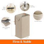 Lifewit Single Laundry Hamper with Lid and Removable Laundry Bags, Large Collapsible 1 Dividers Dirty Clothes Basket with Handles for Bedroom Laundry Room Closet Bathroom College, 100L Beige - color: Beige, size: 100L