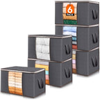 Lifewit 6 Pack Clothes Storage Bins with Lids, Foldable Blanket Storage Bags with Zippers, Clear Window and Reinforced Handles, Closet and Organization for Clothing, Sweater, Comforter, Bedding - size: 60L